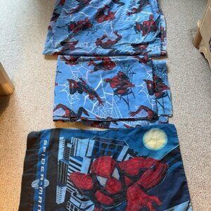 Marvel Spider-Man Twin Sheet Set Spiderman 2002 Dan River Vintage Fabric Blue